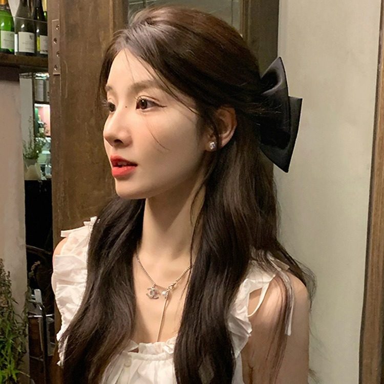 超大号黑色蝴蝶结发夹女立体级感后脑勺弹簧夹发卡夹子头饰发饰