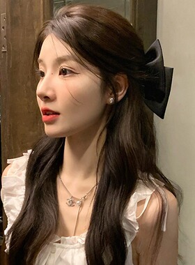 超大号黑色蝴蝶结发夹女立体级感后脑勺弹簧夹发卡夹子头饰发饰