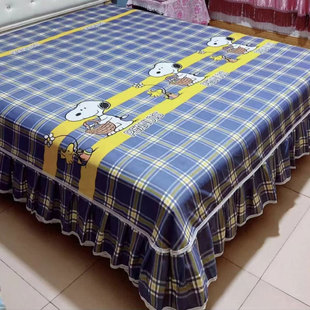 2米床床单床裙罩现代简约格子1.5米单人床新款 四季 加厚磨毛1.8