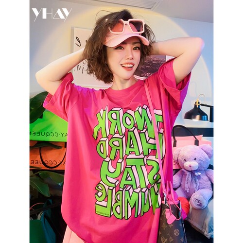 YHAY彩虹印花纯棉休闲短袖T恤女