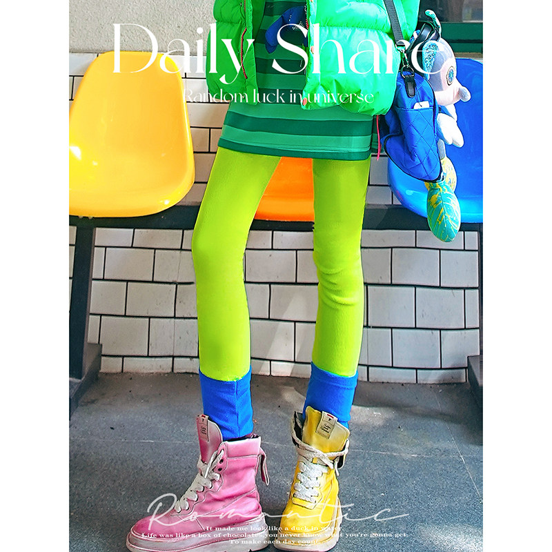 YHAY荧光绿宝蓝彩色休闲加绒打底裤秋冬新款多巴胺撞色简约小脚裤,女装/女士精品,打底裤,淘宝优惠券,粉丝福利购,淘宝优惠卷