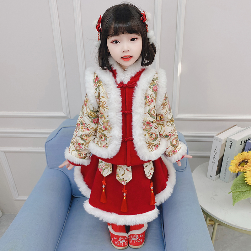 汉服女童新年装小女孩冬装中国风儿童过年衣服小童唐装宝宝拜年服