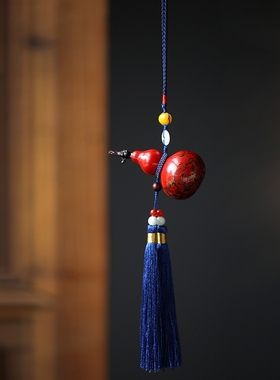 朱砂红葫芦非遗大漆福禄包挂饰犀皮漆彰髹车挂件文玩手工漆器0463