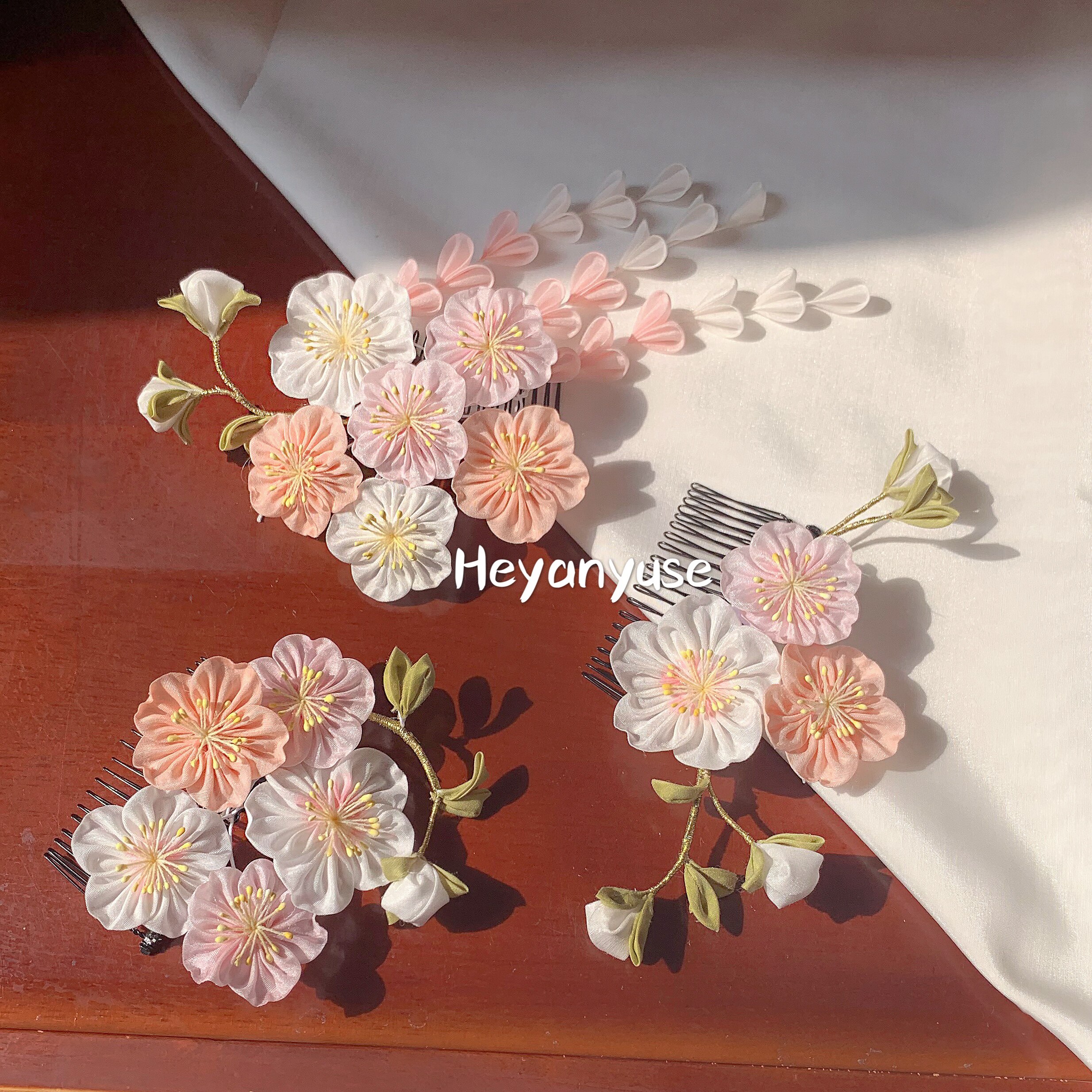 日本和风浴衣樱花细工花簪ins甜美lolita和服发簪发梳发饰头饰