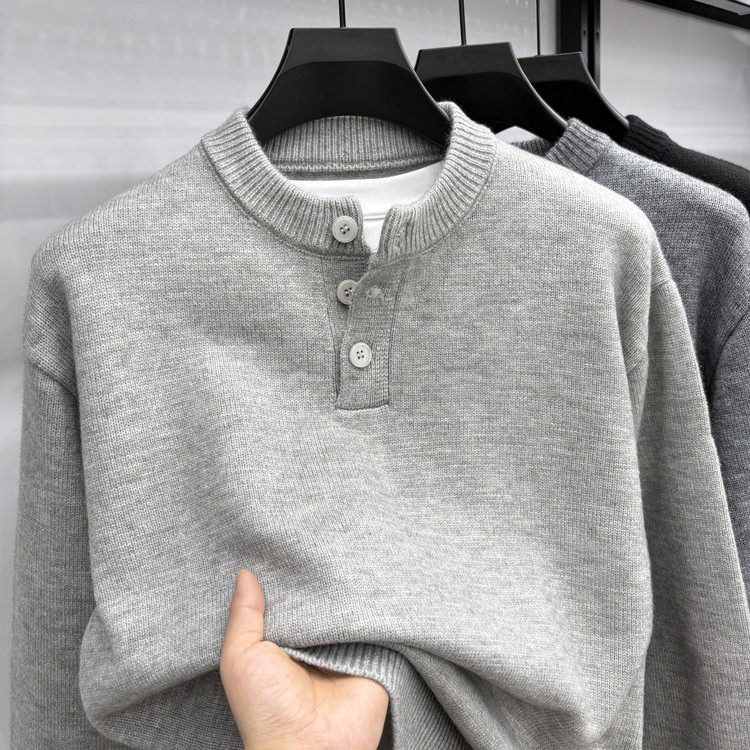 门筒领（亨利领）青春活力风套头青年保暖针织衫/毛衣