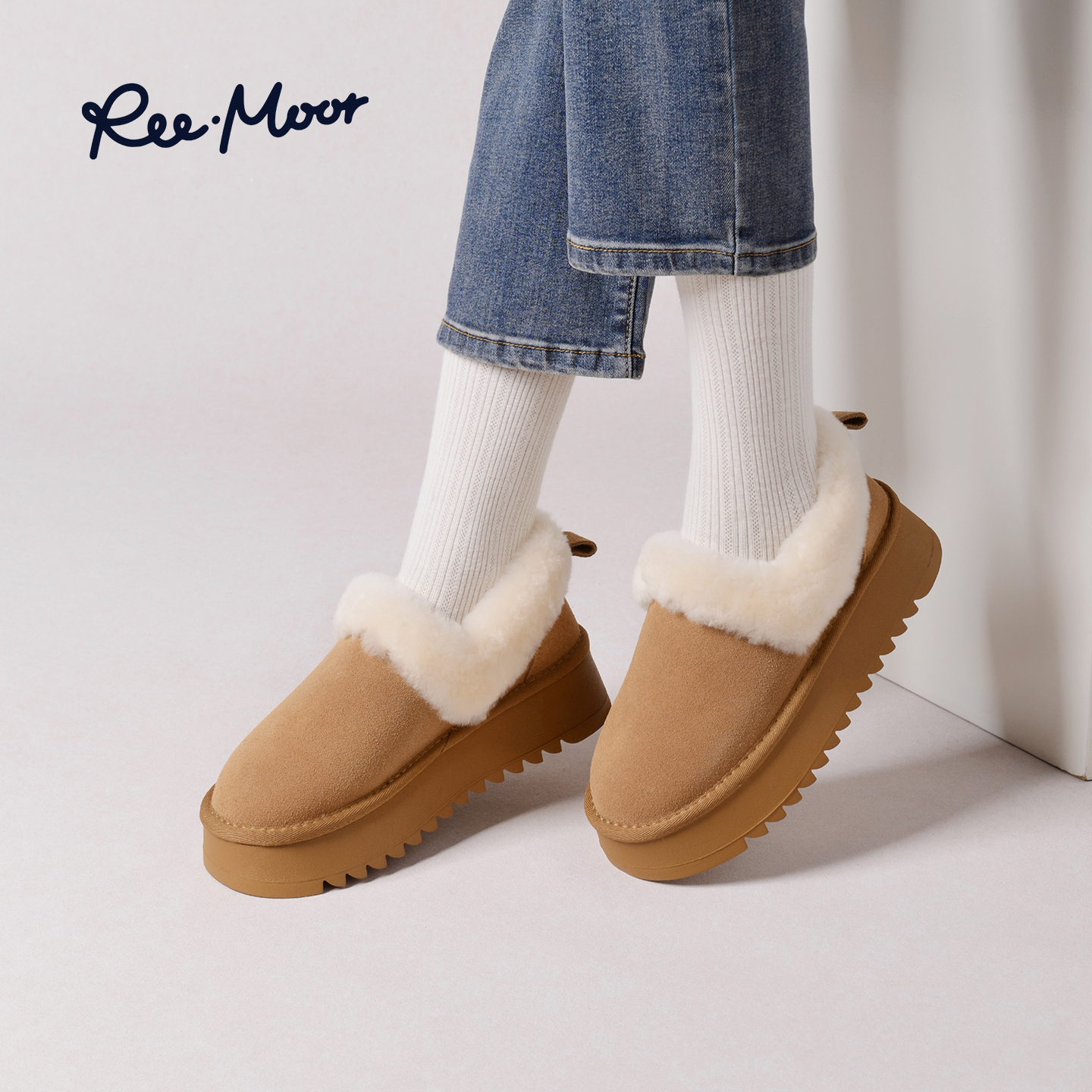 REEMOOR厚底毛绒雪地靴