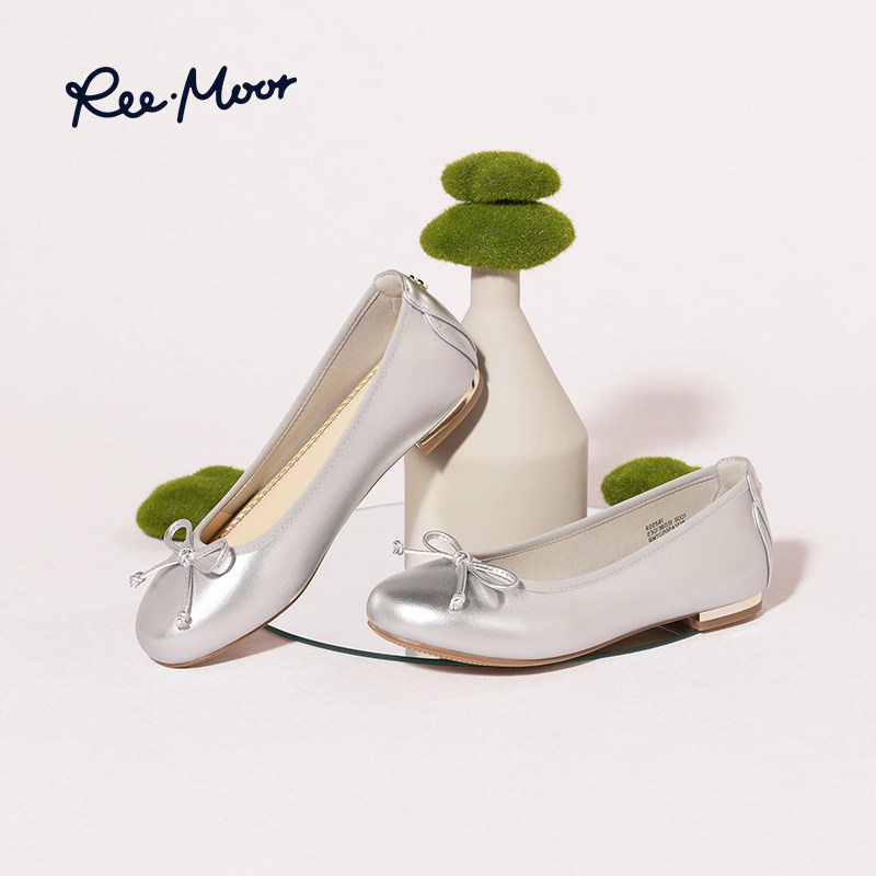 REEMOOR睿慕2025秋季新款低跟舒适软底蛋卷鞋浅口单鞋女芭