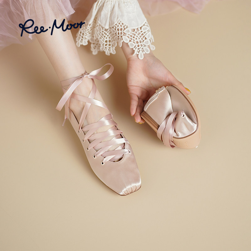 REEMOOR睿慕2025秋季新款法式复古玛丽珍鞋女交叉绑带粗跟单鞋