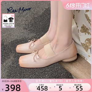 REEMOOR睿慕2024春季新款复古舒适粗跟猪鼻玛丽珍鞋女通勤小皮鞋