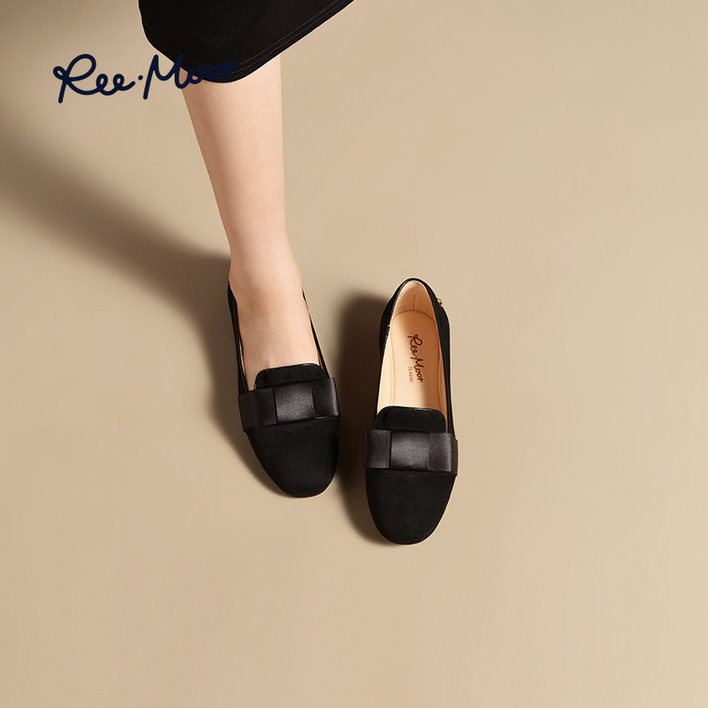 REEMOOR睿慕2025年秋季新款圆头软底豆豆鞋平底鞋乐福鞋气质女鞋