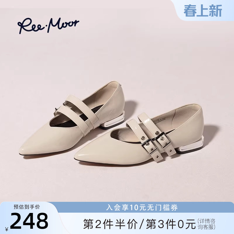 REEMOOR睿慕2026春季新款复古尖头法式玛丽珍鞋粗跟单鞋增高女鞋