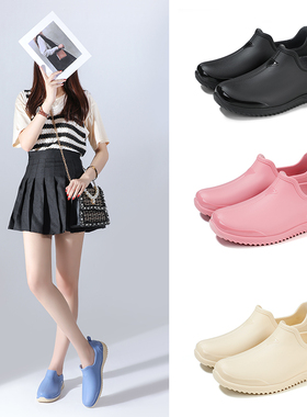 时尚浅口雨鞋女防水防滑厚底短筒低帮雨靴洗车厨房工作胶鞋女水鞋