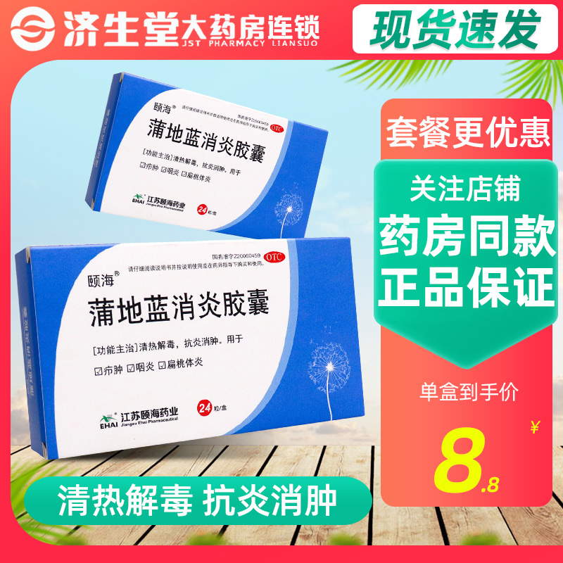 颐海蒲地蓝消炎胶囊0.4g*24粒清热解毒消炎消肿疖肿咽炎消炎片-封面