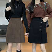 2025秋冬季 大码 灯芯绒半身裙女高腰显瘦a字遮跨中裙包臀裙子ins潮