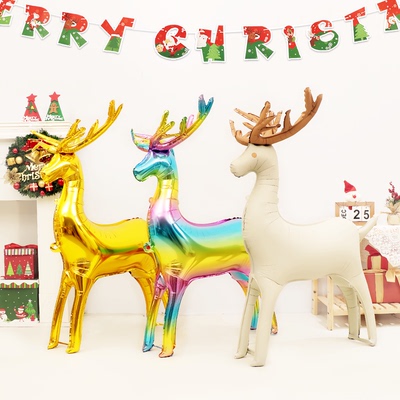 圣诞节立体驯鹿大号铝膜气球