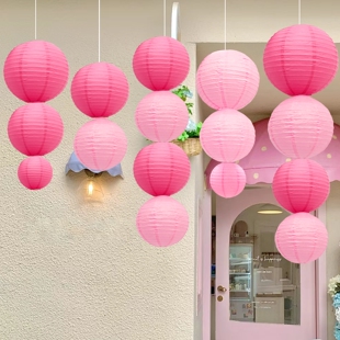 女神节粉色折叠灯笼挂饰珠宝店铺商场节日活动场景布置装饰挂件
