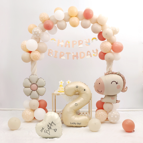 生日派对装饰卡通动物气球拱门