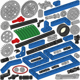邦宝机械科技小颗粒拼插积木零件散件齿轮插销孔梁十字轴轴套轮胎