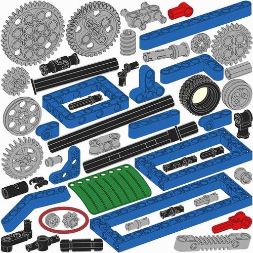 邦宝小颗粒积木零件插销齿轮轴梁