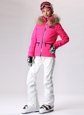 RUNNING RIVER奔流 女士连帽毛领保暖滑雪服A9001N修身短款双板