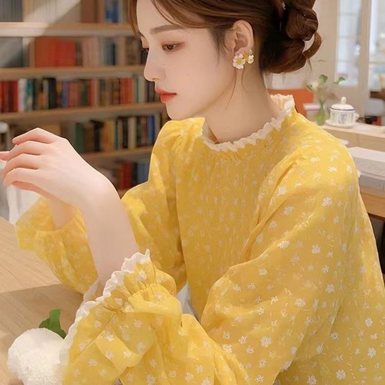 2025春季新款法式花边上衣碎花波点衬衫女高级感轻奢洋气好看小衫