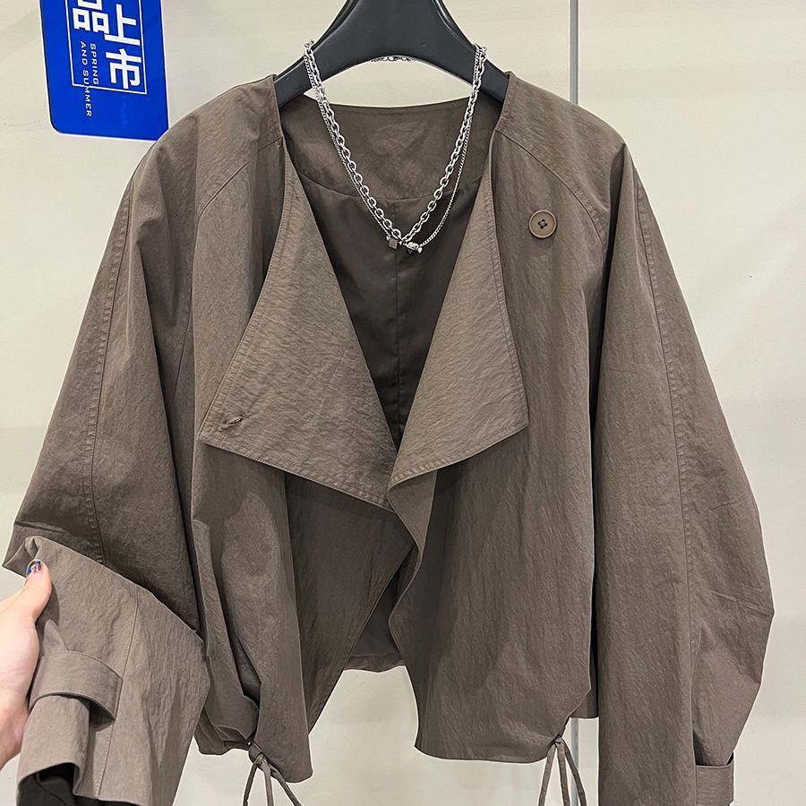 秋季新款翻领长袖薄款短款衬衫外