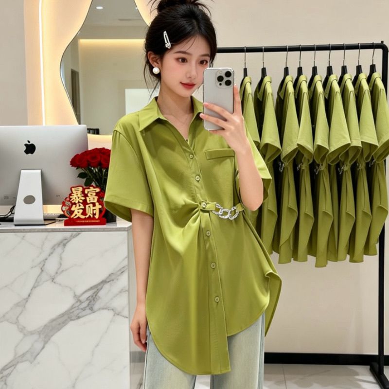 大码女装夏季女2026新款气质显瘦白色衬衫胖妹妹遮肉减龄衬衣潮