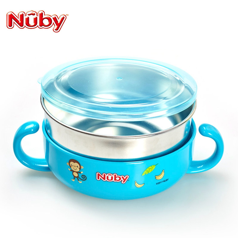 Nuby/ Nubi children Stainless steel Sucker bowl Baby food bowl baby Complementary food tablewarein the Diapers/Care/Feeding/Push lathe , Cups/Tableware/Grind/Attachment , Children's tableware  category - from Buy2taobao.com to provide professional Taobao agent buy service