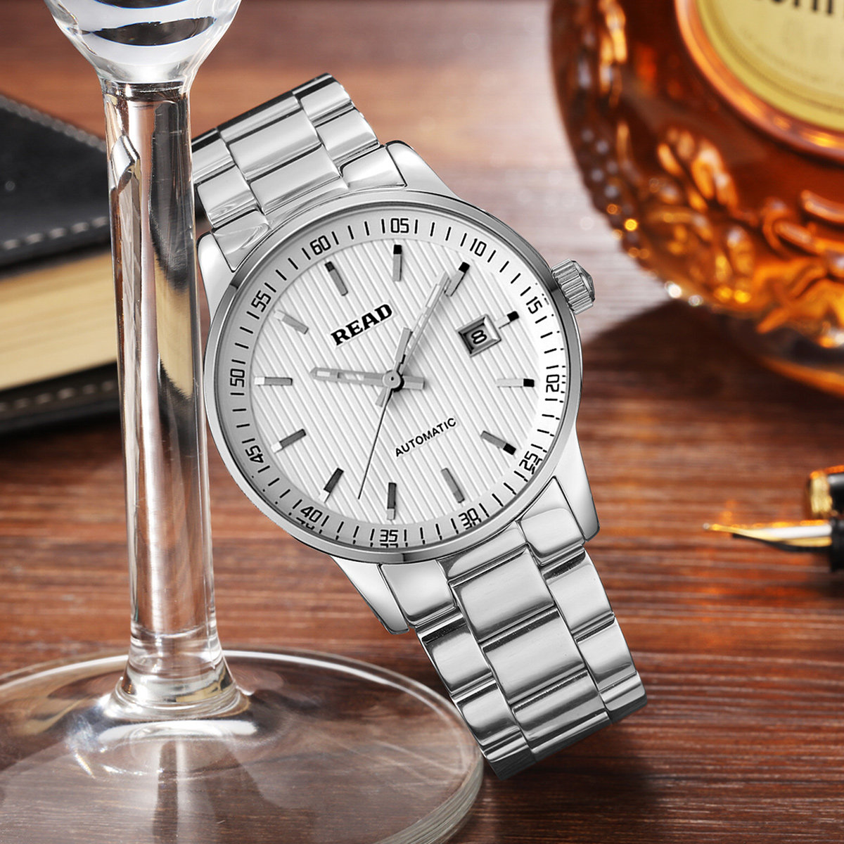 自动机械男士手表进口机芯商务日历精钢壳带防水表百搭大气父亲节
