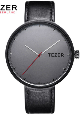 TEZER/天时简约防水手表真石英机芯三针手表超薄商务学院风