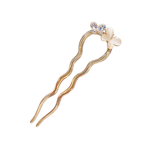 高级感猫眼蝴蝶发簪女古风简约现代盘发簪子U型发钗插梳头饰发卡