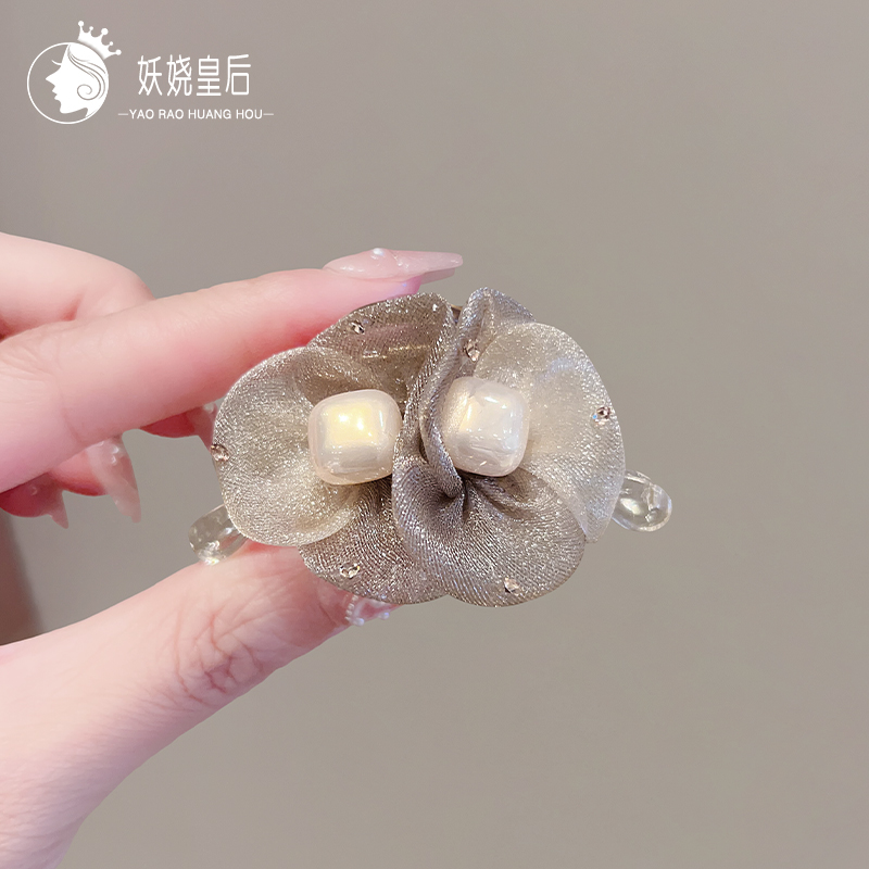 2025新款韩版甜美网纱花朵发夹