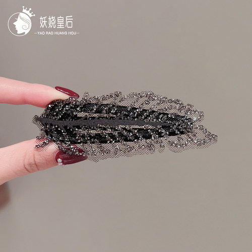 超仙气质水钻羽毛侧边刘海夹