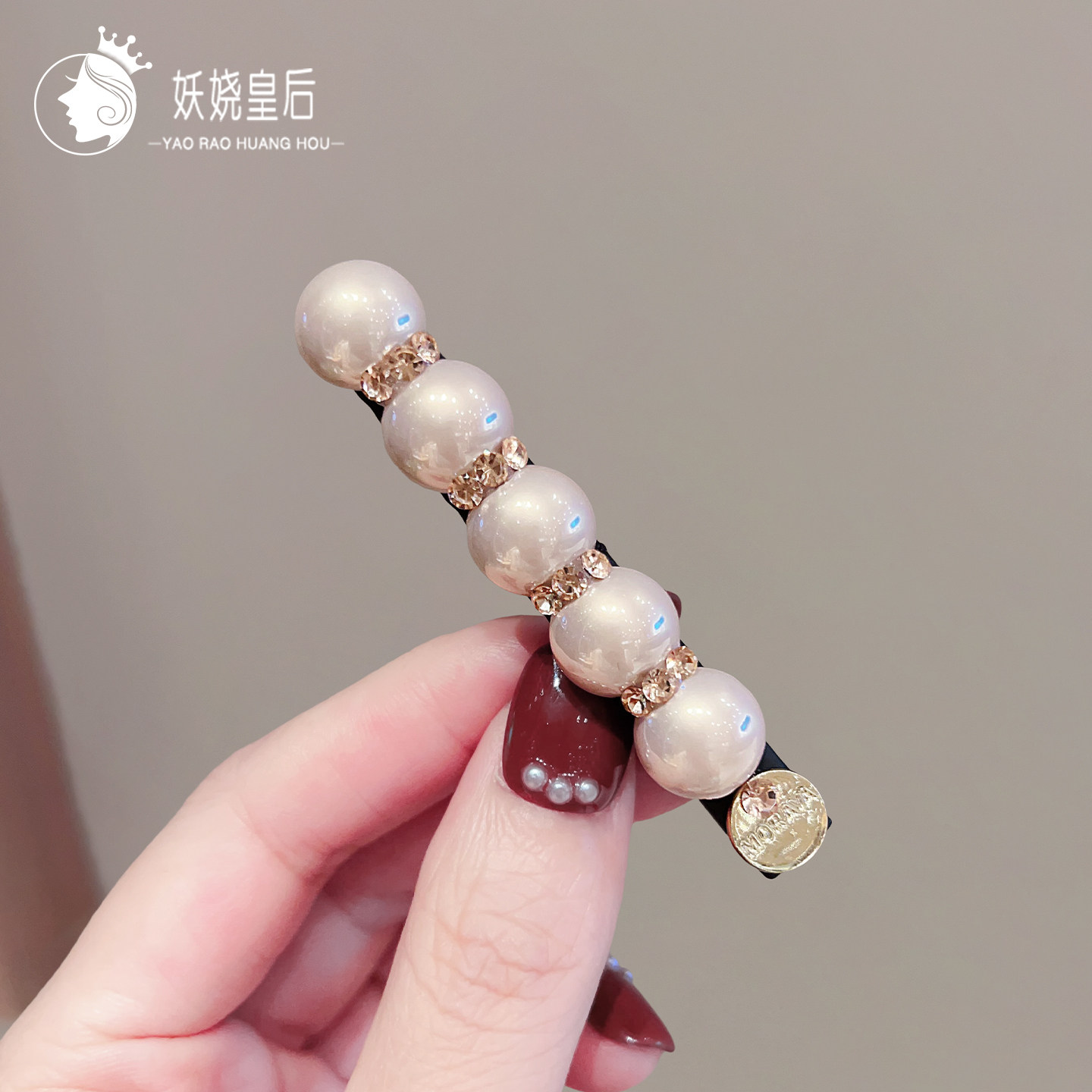 日韩珍珠水钻百搭一字发夹大号高级感刘海侧边夹发夹2025新款女图片