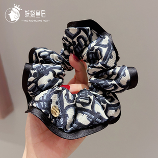 新中式 复古花纹大肠发圈女高级感发绳后脑勺气质扎发皮筋百搭头绳