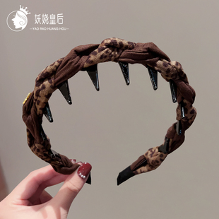 豹纹波浪带齿发箍女2025年新款 发饰 高颅顶日常外戴头箍高级感时尚