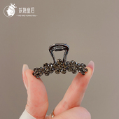 法式 水钻金属中号抓夹韩国气质高级感鲨鱼夹后脑勺半扎发抓夹头饰