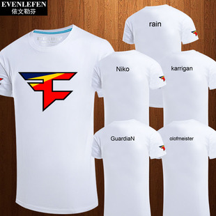 纯棉衣服半截袖 比赛服夏季 体恤 t恤队服男士 CSGO游戏FaZe战队短袖