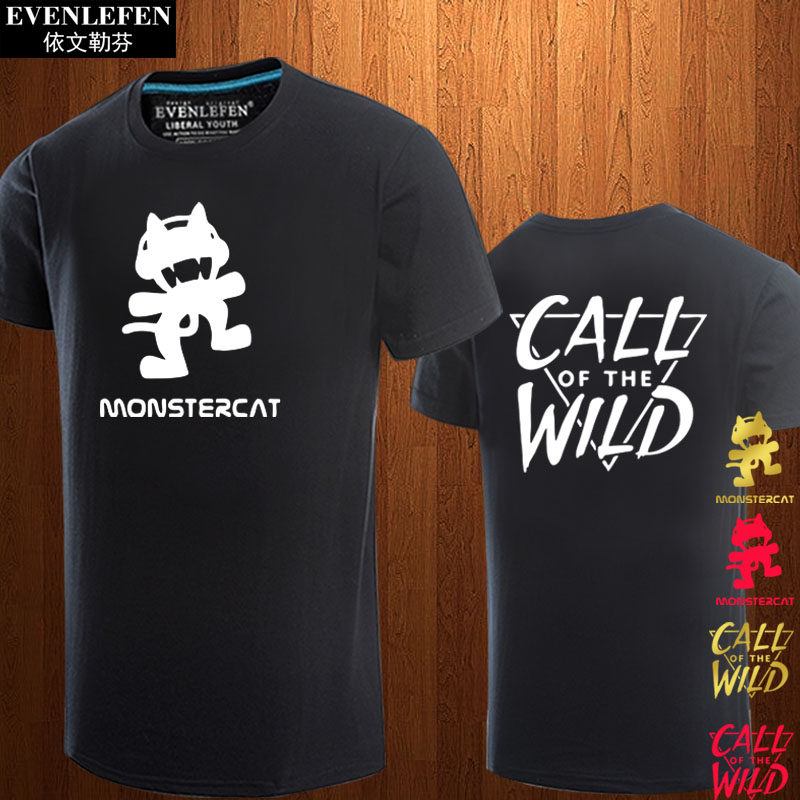 电音猫monstercat怪兽猫怪猫厂牌短袖t恤衫男女全棉半截袖上衣服