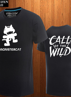 电音猫Monstercat怪兽猫怪猫厂牌短袖T恤衫男女全棉半截袖上衣服