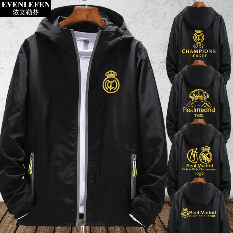 皇马服连帽男女阿扎尔队服足球迷