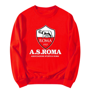 罗马队服托蒂足球迷服周边圆领卫衣薄款男女加绒长袖衫休闲球衣服