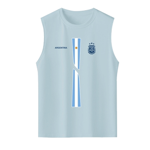 阿根廷队2024美洲杯潘帕斯雄鹰梅西足球迷纯棉背心男士无袖T恤衫