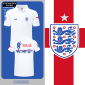 英格兰队欧洲杯凯恩贝林厄姆足球迷POLO衫 T恤 男女带领短袖