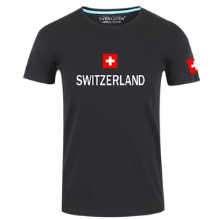 瑞士队T恤短袖男女体育运动足球上衣服瑞士联邦旅游半截袖衫纯棉