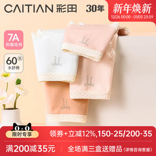 女士中腰棉质内裤 彩田25年新款 蝴蝶结少女7A抗菌裆柔软舒适三角裤