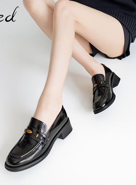 fed法式单鞋春季新款女鞋白色乐福鞋时尚小皮鞋女款D1228-ZCA777