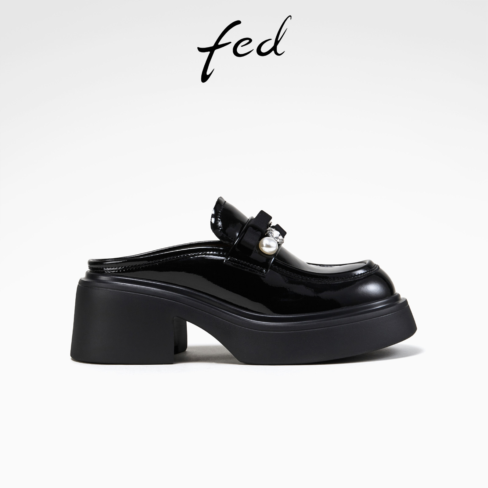 fed厚底穆勒鞋夏季新款女鞋后空乐福鞋懒人半拖鞋女款S0414-ZC633