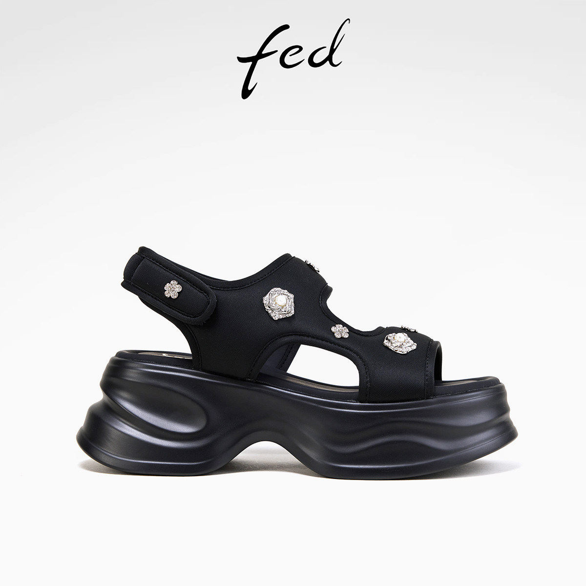 fed温莎午茶仙女风凉鞋夏季新款百搭运动休闲沙滩一字带凉鞋女