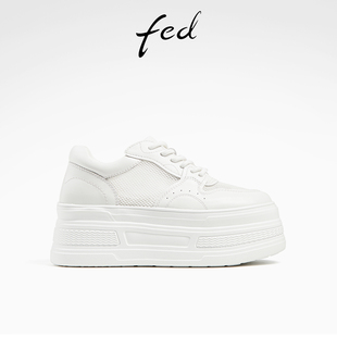 【筱风微曦】fed网面小白鞋夏季新款女鞋增高板鞋厚底鞋休闲鞋女